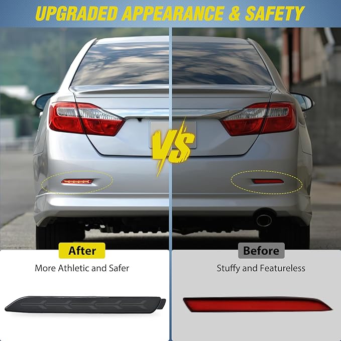 Nilight Rear Bumper Tail Light Compatible with 2006 2007 2008 2009 2010 2011 2012 2013 2014 Toyota Camry Smoke Lens LED Reflector Bumper Lamps Brake Turn Signal Sequential Flashing Driving Taillights