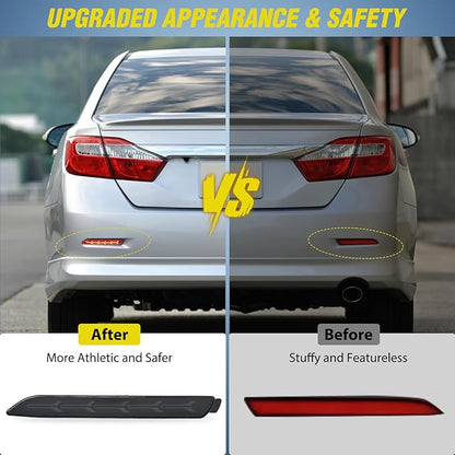 Nilight Rear Bumper Tail Light Compatible with 2006 2007 2008 2009 2010 2011 2012 2013 2014 Toyota Camry Smoke Lens LED Reflector Bumper Lamps Brake Turn Signal Sequential Flashing Driving Taillights