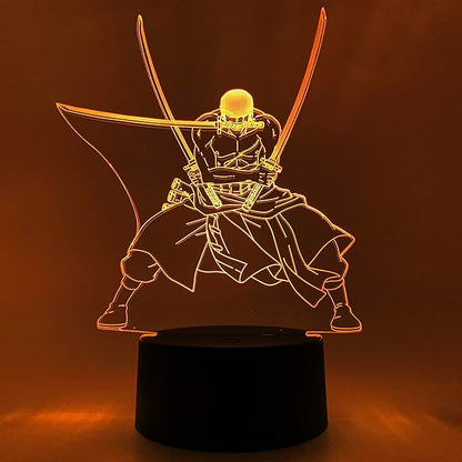 Otaku Lamps Zoro One Piece – Anime Lamp Figure Night Light, 16 Color RGB LED – 3D Anime Room Décor Gift for Otaku