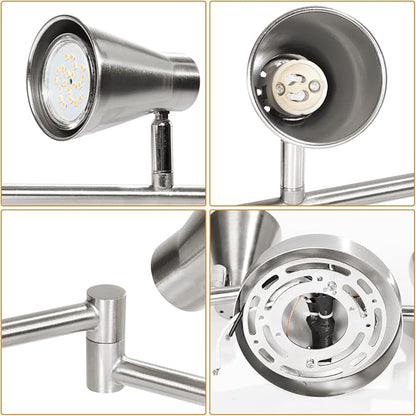 LABOREDUCER LED 8 Light Track Lighting Fixture Flexible, Adjustable Ceiling Spot Light with GU10 Track Light Head, Accent Lighting Foldable Swing Arm Brushed Nickel(Bulbs Not Included)