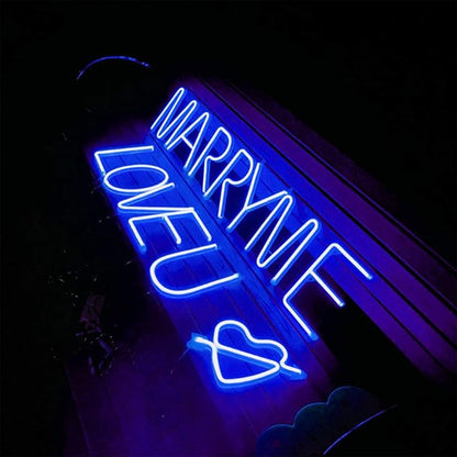 LED Blue Neon Letter Signs Words Alphabet Letter Sign Battery/USB Operated LED Marquee Word Lamps Party Accessories Wall Hanging Decor for Birthday Wedding Party Bar Bedroom (O)