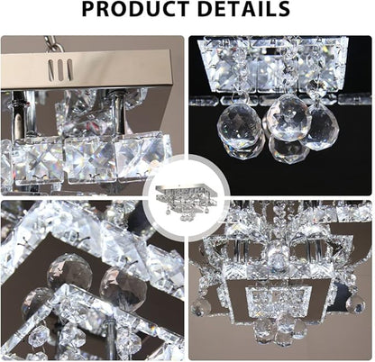11.8" Modern Crystal Chandelier LED Ceiling Light Fixture Suitable for Kitchen Corridor Hallway Bedroom Bathroom Dining Room 4 Petals/Raindrop Ball Square Wall Switch （White Light）