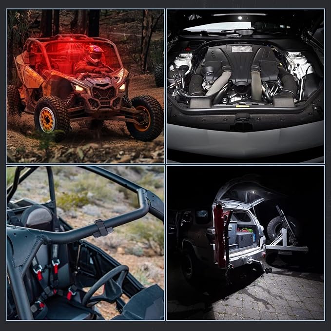 UTV Dome Light, ACEC SHOP Universal Roll Bar LED Dome Light Utility Roll Cage Lights UTV Interior Lights Courtesy Lighting Roll Bar Mount LED Light for UTV Polaris RZR SXS Ranger Truck - White/Red