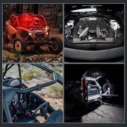 UTV Dome Light, ACEC SHOP Universal Roll Bar LED Dome Light Utility Roll Cage Lights UTV Interior Lights Courtesy Lighting Roll Bar Mount LED Light for UTV Polaris RZR SXS Ranger Truck - White/Red
