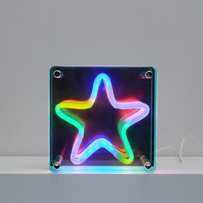 Light Up Your World! Wireless Express Neon Art Signs (5 Unique Styles) - Desktop & Wall Décor. Perfect for Bedrooms, Dorm Rooms, Office (Star 3D)