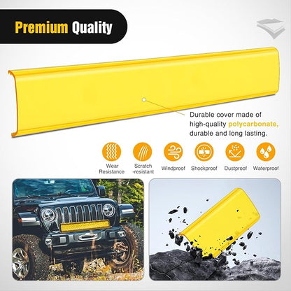 Nilight 20 Inch LED Light Bar Cover Amber Yellow Protective Cover Durable Polycarbonate Lens Waterproof Dustproof Scratch-Proof for Double-Row Lights Off Road Driving Lighting