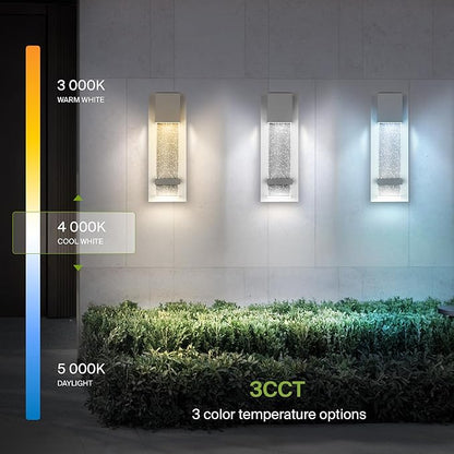 ASD LED 13" Bubble Glass Wall Light Fixture, Outdoor & Indoor Seeded Sconce | 3CCT, Waterproof, Dimmable, ETL Listed | 12W 500LM 3000-5000K 120V | Exterior Lantern, Porch Lighting | White, 4 Pack