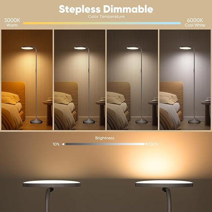 SIBRILLE 36W LED Floor Lamp, Super Bright Standing Lamp, Modern Stepless Dimmable Torchiere Tall Lamp with Remote Control, 350°Rotating Head Reading Floor Lamp for Living Room, Bedroom, Office