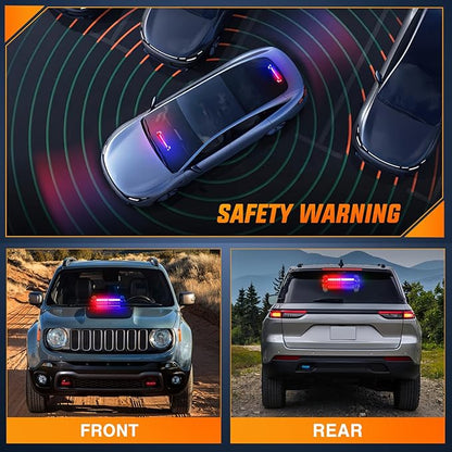 Nilight 12LED Traffic Advisor Strobe Light Bar Red Blue Emergency Warning Hazard Safety Dash Front/Rear Windshield Flashing Lights for Cars Trucks Police Firefighter Plow Construction Vehicles