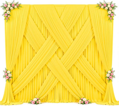 10ft x 10ft Yellow Backdrop Curtain for Parties Yellow Wrinkle Free Backdrop Drapes Panels for Birthday Party Baby Shower Wedding Photo Photography Polyester Fabric Background Decoration