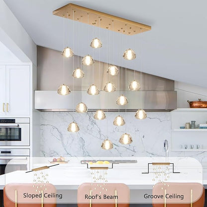 Crystal Chandeliers for Living Room Dining Room Light LED Pendant Lights Fixtures Lighting Chandelier for Foyer Entrance Gold