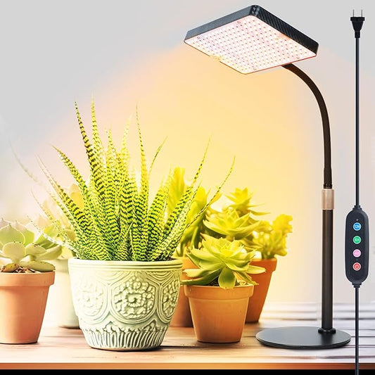 FRGROW 2026 Tabletop Grow Lights for Indoor Plants, Seed Starting, Bonsai, 4/8/12/16/20H Timer, 25 Watt Power Draw, Bright Enough Like A Small Sun, Daisy Chain Function, 16"-24" Height Adjustable