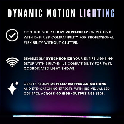 CHAUVET DJ – COLORstrip Pix ILS LED Strip Light | Full-Size Pixel Mapping Fixture for Wash and Eye-Candy Effects, Individual LED Control, ILS and D-Fi USB Wireless DMX, Stage and Event Lighting