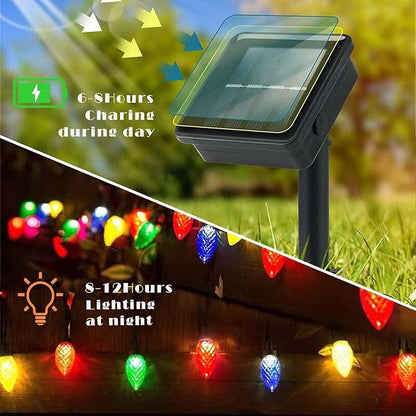 ITICdecor Solar C6 Strawberry String Lights Outdoor, 33ft 100 LED Waterproof Outdoor Solar Christmas String Lights 8 Modes for Christmas Tree, Holiday,Garden, Arbor Decor(Multicolor)