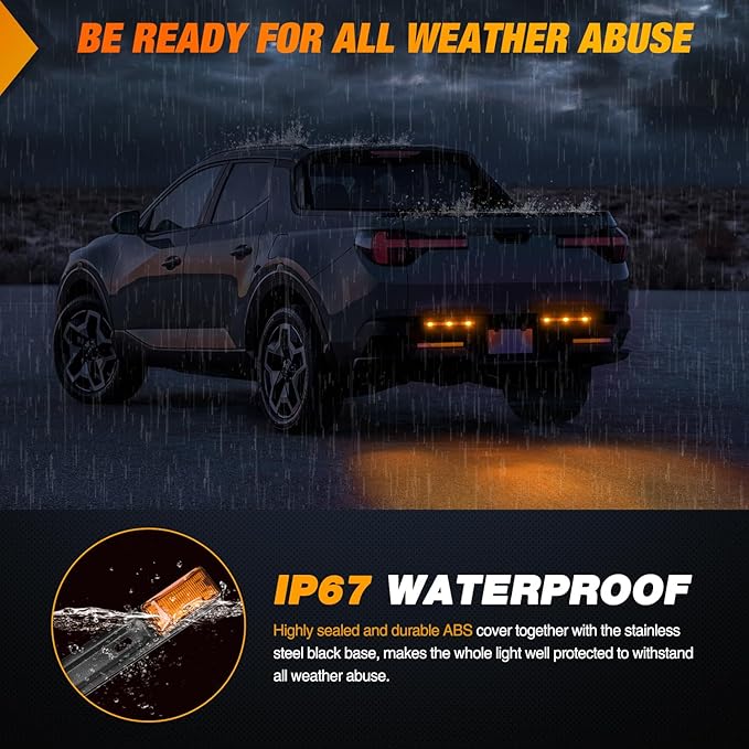 Nilight 9 LED Marker Tail Trailer Light Bar 14.2Inch 2 PCS Amber Clearance Identification Running Mark ID Rear Stainless Steel Bracket for 12V Pickup Truck RV Boat