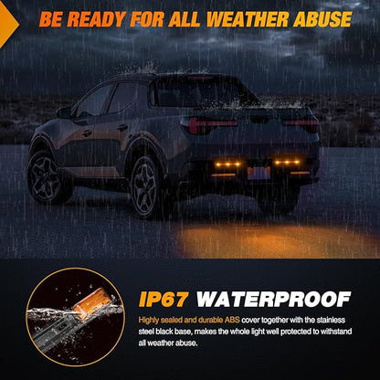 Nilight 9 LED Marker Tail Trailer Light Bar 14.2Inch 2 PCS Amber Clearance Identification Running Mark ID Rear Stainless Steel Bracket for 12V Pickup Truck RV Boat
