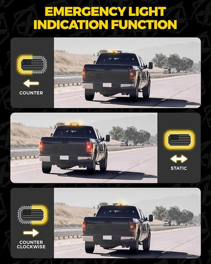 Xprite Amber Rooftop Emergency Strobe Light Bar, US Flag Beacon Safety Flashing Warnin Lights w/Control Panel Magnetic Base for Construction Trucks Plows Postal Security Cars