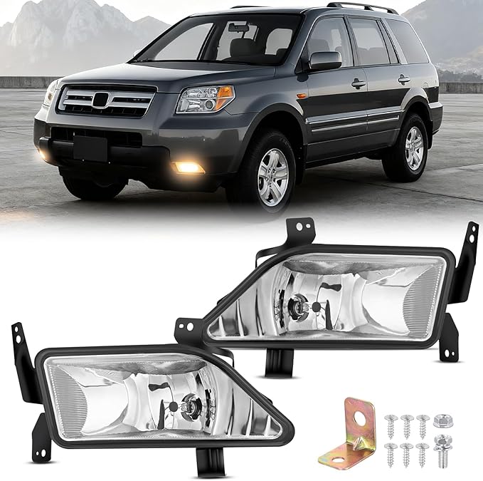Nilight Fog Lights Assembly Compatible with 2006 2007 2008 Honda Pilot w/H11 12V 55W Bulbs Clear Lens Driver and Passenger Side
