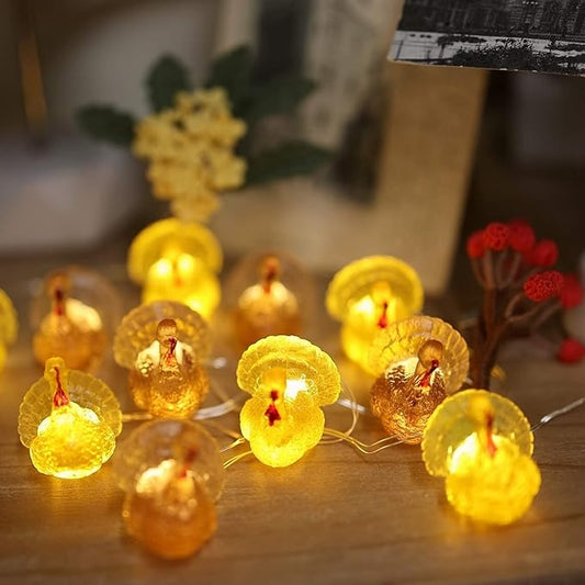Decorative Fairy Mini Turkey String Lights Autumn Garland Cute Novelty Fall Lights 20 LEDs 8ft Battery Operated for Thanksgiving Centerpiece Decoration Bedroom Wedding Birthday Harvest Decor