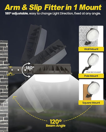 YARBO LED Barn Light with Switchable Wattage & Color: 150W/120W/100W, 5000K/4000K/3000K, 22500LM, Dusk to Dawn & Timer Dimming, AC100-277V IP65 Waterproof ETL Listed for Garage Warehouse Barn Security