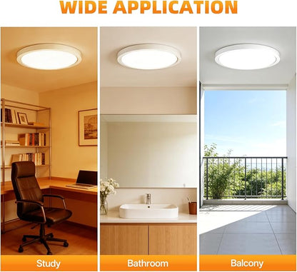 7 Inch 4Pack Super Slim Flush Mount Ceiling Light Fixture,18W 1400LM Dimmable 3CCT Selectable 3000K-6000K Round Light Fixture for Living/Bedroom,Kitchen/Bathroom,Porch &All Indoor Spaces White