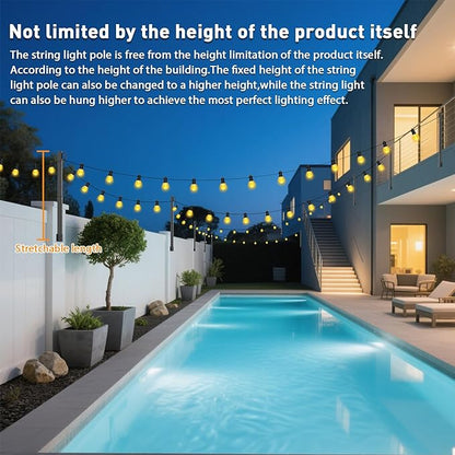 Mutovlin 4 Pack String Light Poles,2.8 Ft Light Poles for Outside String Lights,Outdoor Lights Pole with Fork,Metal Poles Stand for Patio Deck Backyard
