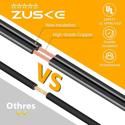Zuske 100FT Outdoor String Lights, LED Patio Lights with 50+3 ST38 Vintage Edison Shatterproof Bulbs, IP65 Weatherproof Outside Hanging Lights for Backyard Bistro Cafe Garden(50FTx2)