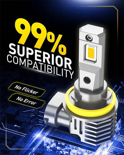 AUXITO H11 H8 H16 LED Yellow Fog Light Bulbs, 3000K Amber Yellow Light, 900% Brightness, Truly Mini Size Fog Lights Replacement for Cars, Play and Plug (Pack of 2)