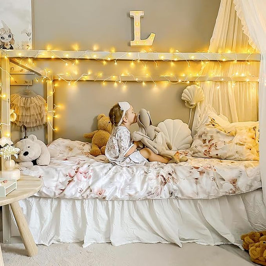JMEXSUSS 100 LED String Lights Indoor Bedroom, 8 Modes Warm White Christmas Lights Plug in, 33ft Connectable Room Fairy Twinkle Light Outdoor for Mirror Room Home Garden Xmas Tree