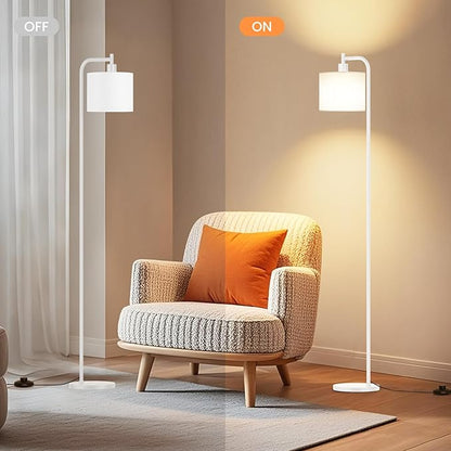 SIBRILLE Floor Lamp with Linen Shade, Dimmable Tall Standing Lamp with Remote Control & 3 Color Temperatures, Modern Corner Floor Lamps for Living Room Bedroom Office, 9W LED Bulb Included