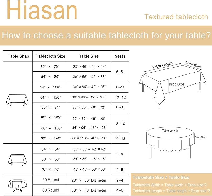 Hiasan 60 X 120 Inch Rectangle Textured Tablecloth - Waterproof Spillproof Antiwrinkle Jacquard Table Cloth for Kitchen and Dining Dinner, Outdoor Picnic, Holiday and Parties, Dark Grey