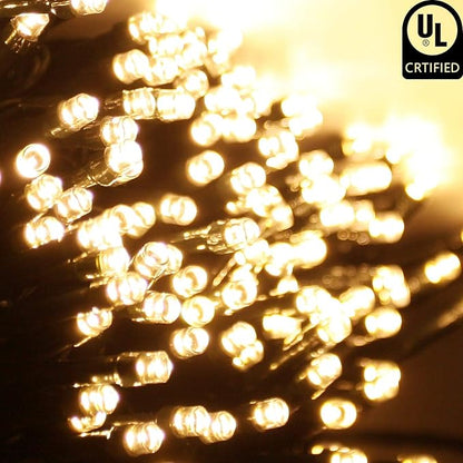 Connectable 240LED 88Ft 13Modes String Lights Outdoor Indoor | Extendable Green Wire Christmas String Lights with Timer | Twinkle Fairy Light Plug in for Xmas Tree Garden Decor Party (Warm White)