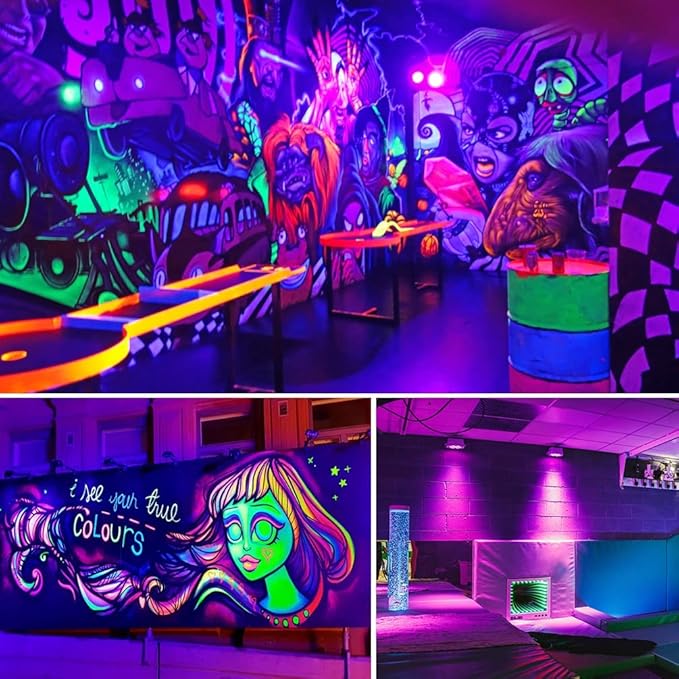2 Pack 120W LED Black Light, Blacklight Flood Light with Plug & Switch, IP66 Waterproof Outdoor Black Light Spotlight for Dance Party Fluorescent Poster Body Paint Neon Glow in The Dark Stage Lighting