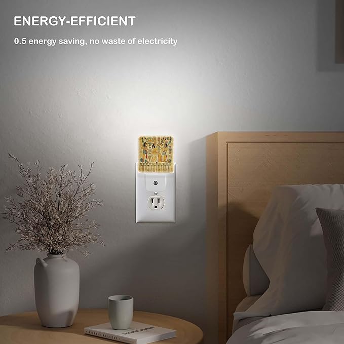 LED Night Light Lamp with Smart Sensor Dusk to Dawn Sensor,Ancient Egyptian Papyrus Night Light Daylight White,0.5W Plug-into Wall for Adults,Bedroom,Bathroom,Hallway,Kitchen
