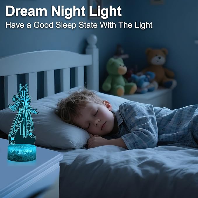 Kids Night Light 3D Illusion Lamp, Remote & Touch Control 16 Colors Changing USB & Batteries Powered, Birthday Christmas Gifts for Teens Boys Girls Room Decor (Base*1, Lamp Plate*4)