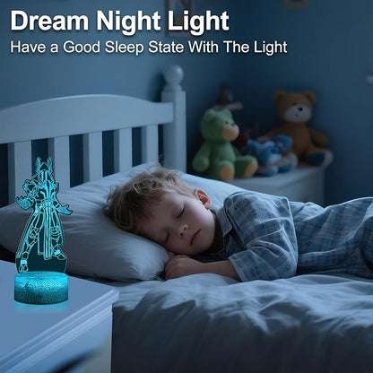 Kids Night Light 3D Illusion Lamp, Remote & Touch Control 16 Colors Changing USB & Batteries Powered, Birthday Christmas Gifts for Teens Boys Girls Room Decor (Base*1, Lamp Plate*4)