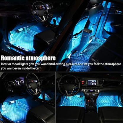 Car LED Atmosphere Lights, Auto Interior Decorative Lamp with Cigarette Adapter Plug, Under Dash Ambient Night Light 12V Car Charger, Vehicle Accessories for Truck, SUV, Sedan (Light Blue)