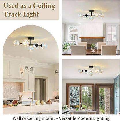 Black LED Bathroom Vanity Light: 5-Light Stained Hammered Glass Colorful Globe Vanity Light Fixtures - Unique Mid Century Modern Dimmable Wall Lights For Bedroom Bath Room Makeup Living Room Fireplace