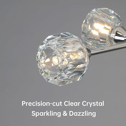Weesalife Sputnik Chandeliers for Dining Room Light Fixture Over Table, Modern Crystal Chandeliers, 12 Lights Chrome Lighting Fixtures for Living Room Bedroom Kitchen Island Bar