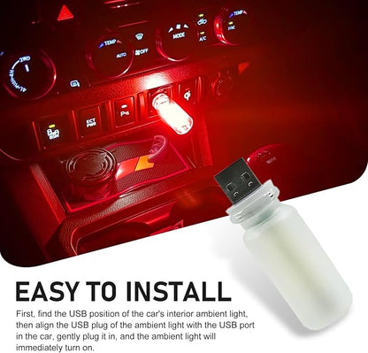 Car USB Atmosphere Lamp, 5V Touch Control Frosted Retro Bottle Interior Ambient Lights, Portable Plug-in LED Bulb Night Lights, Universal Decoration Lamps for Cars, Bedrooms (Red)