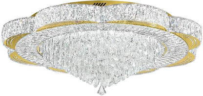 Modern Crystal Chandelier for Living Room 40in Gold Crystal Raindrop Ceiling Light for Room Bedroom LED Dimmable 3000-6000K