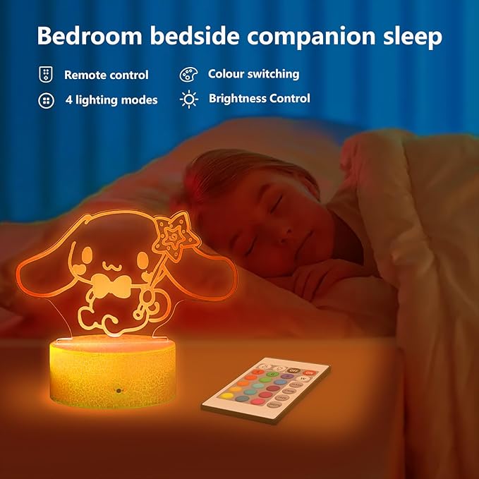 16 Colors Night Light 3D Illusion Table Lamp with Touch & Remote Control Acrylic LED Lamp Anime Led Light Cute Desk Lamp for Kids Artwork Decor Christmas Halloween Birthday Decoration Gifts