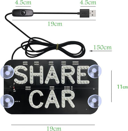 Rides LED Sign Lights,Shared Car LED Sign Light, Rides Share Sign Decor with DC12V Car Charger Inverter, for Rideshare Driver Lights up Sign,6ft Cable(Green Light,USB Switch)