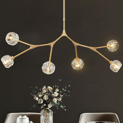 K9 Crystal Pendant Light Fixture Sputnik Chandeliers for Dining Room 6 Light Modern Gold Chandelier L43’' Mid Century Flush Mount Chandelier for Over Table Living Room Kitchen Island