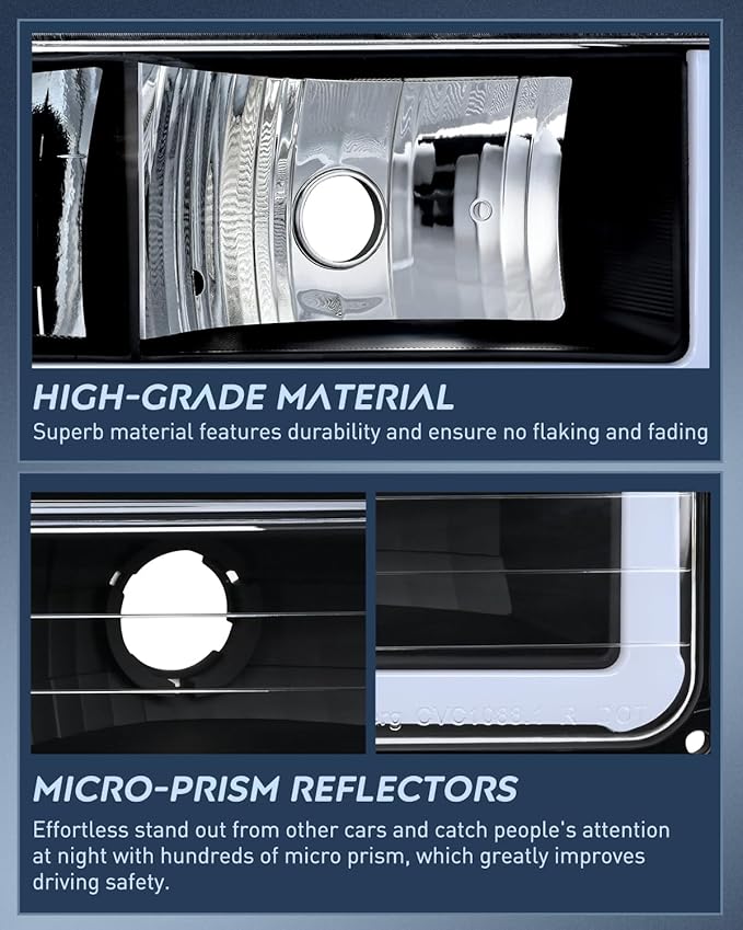 Nilight DRL Headlight Assembly Compatible with 1988 1989 1990 1991 1992 1993 1994 1995 1996 1997 1998 Chevrolet GMC C10 C/K 1988-1999 Silverado Suburban Sierra Blazer Tahoe Yukon Black Housing