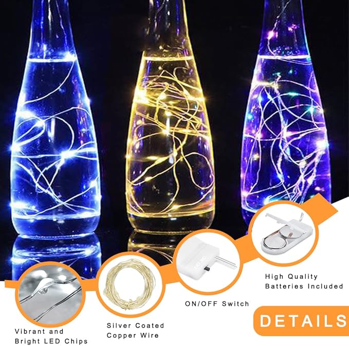 Ostwiki Fairy Lights Battery Operated String Lights, 6 Pack Mini Lights 20 LED 7ft Twinkle Firefly Starry Light for DIY Craft Mason Jar Bedroom Wedding Party Table Christmas Decoration (Mix-Colored)
