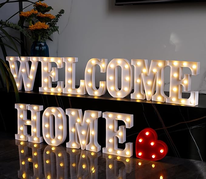 Small Led Marquee Letters, Light Up Letters, 8.58 Inch Led Letter Lights, Battery Powered Lighted Sign for Table, Party, Birthday, Christmas Decor (Letter W)