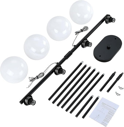 Mid Century Globe Sputnik Chandelier Black Island Light Linear Chandelier Milky Art Glass Shade Globe Pendant Light Fixture for Bedroom Living Room Hallway Dining Room Kitchen T720604L-BK