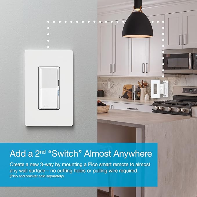 Lutron Diva Smart Dimmer Switch with Wallplate and Pico Smart Remote for Caseta Smart Lighting, Works w/ Alexa, Apple Homekit, Google Home (Hub Required), No Neutral Required, White