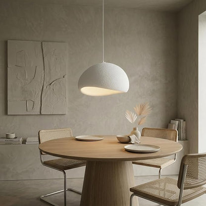 JAYMP 30cm Mini Size Wabi Sabi Pendant Light for Dining Room Kitchen Entryway Modern Hanging Lamp E26 Base Japanese Style Bird Nest Shape Lighting Fixture (Matte White,B Shape, 11.8“ Small Size)